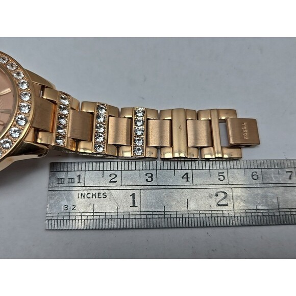 Fossil Jesse Watch Womens ES3020 34mm Rose Gold Tone Crystals New Battery - Picture 8 of 10